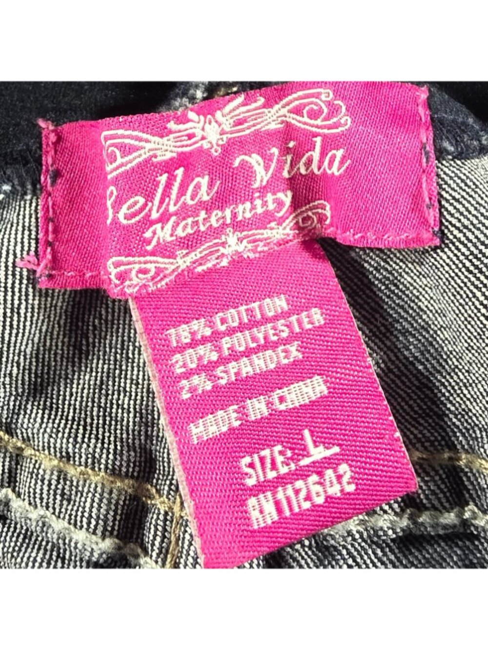 Bella Vida Maternity Denim Bermuda Shorts With Embellished Pockets Size L - Picture 3 of 7